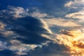 A new heaven concept: Dramatic sky with orange clouds dawn texture background. Summertime Royalty Free Stock Photo
