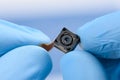 New high resolution camera sensor module in scientist hands