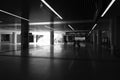 The new high-speed railway station basement hall black and white image Royalty Free Stock Photo