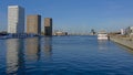 New highrise buildings on the docks of the port of Antwerp Royalty Free Stock Photo