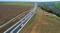 New highway road construction, aerial view Royalty Free Stock Photo