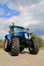 New Holland T7.185 Agricultural Tractor on Display, Vertical Vie Royalty Free Stock Photo