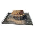 New home being built with bricks on white. 3D illustration Royalty Free Stock Photo