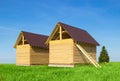 A new home being built with wood Royalty Free Stock Photo