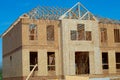 new home construction frame blue real wall window Royalty Free Stock Photo