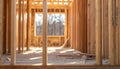 New Home Construction Framed with Wood Studs Royalty Free Stock Photo