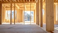New Home Construction Framed with Wood Studs Royalty Free Stock Photo