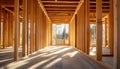 New Home Construction Framed with Wood Studs Royalty Free Stock Photo