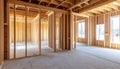 New Home Construction Framed with Wood Studs Royalty Free Stock Photo