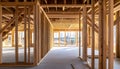 New Home Construction Framed with Wood Studs Royalty Free Stock Photo