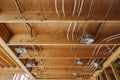 New home construction lights and ceiling, detail Royalty Free Stock Photo