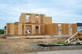 new home construction plywood frame residental building Royalty Free Stock Photo