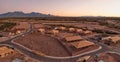 New home construction in Sahuarita Arizona, aerial at sunset Royalty Free Stock Photo