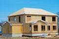 new home construction wood frame build real Royalty Free Stock Photo