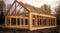 New Home Construction Wooden Framing Structure, Building in Progress. Timber Frame House. Royalty Free Stock Photo