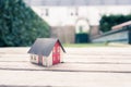 New home and house concept: Red house model outdoors Royalty Free Stock Photo