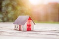 New home and house concept: Red house model outdoors Royalty Free Stock Photo