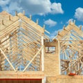 New Home House Dwelling Housing Residence Building Site Framing Exterior Construction Royalty Free Stock Photo