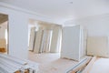 New home installing material for repairs in an apartment is under construction, remodeling, rebuilding and renovation door Royalty Free Stock Photo