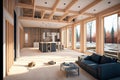 New home living room under construction, Generative AI Royalty Free Stock Photo