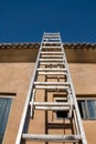 New home roof construction and ladder Royalty Free Stock Photo