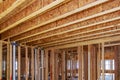 A new home under construction interior and plumbing inside a house frame. Royalty Free Stock Photo