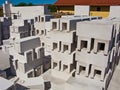 New home under construction, walls made of aerated concrete blocks