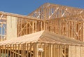 New Home Framing Abstract At Construction Site. Royalty Free Stock Photo