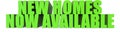 New Homes Now Available, 3d text Royalty Free Stock Photo