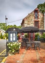 NEW HOPE, PENNSYLVANIA, USA - AUGUST 15, 2019: Street restaurant at Main street in New Hope