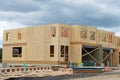 New house construction, framed walls Royalty Free Stock Photo