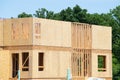 New house construction, framed walls plywood framework Royalty Free Stock Photo