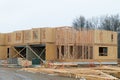 New house construction, framed, walls Royalty Free Stock Photo