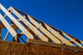 New house construction interior with exposed framing Royalty Free Stock Photo