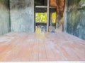 The new house is covered with red ceramic tiles with wooden patterns