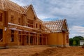 New house framework of house under beam construction Royalty Free Stock Photo
