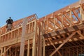 New house framework of house under beam construction Royalty Free Stock Photo