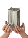 New house in human hands Royalty Free Stock Photo