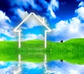 New house imagination vision on green meadow. Royalty Free Stock Photo