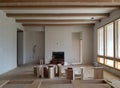 A new house living room under construction view Royalty Free Stock Photo