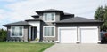 New House Modern Home Gray White Exterior Street Elevation Royalty Free Stock Photo