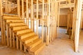 New house residential construction framing with stairs Royalty Free Stock Photo