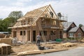 New house under construction with building materials Royalty Free Stock Photo