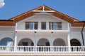 New house under construction. three-storey building Balcony in the attic. Royalty Free Stock Photo