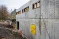 A new house wall built using concrete formwork