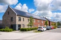 New houses with the rooftop covered with solar panels in a residential distric Royalty Free Stock Photo