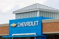 Sign of Chevrolet car and truck Dealership. Royalty Free Stock Photo