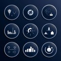 Business and finance icons set. Glossy buttons for web and mobile applications Royalty Free Stock Photo