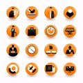 Business and office icons - orange version, vector icon set, eps10 Royalty Free Stock Photo