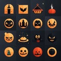 Halloween icons set in flat design style for web sites and mobile applications Royalty Free Stock Photo